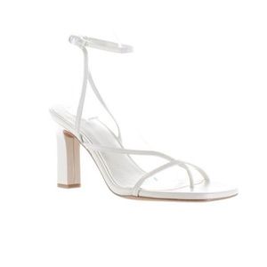 Vince White Strappy Ankle Strap Block Heel Sandals